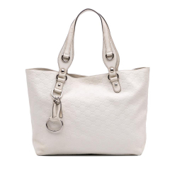 Gucci B Gucci White Calf Leather Guccissima Icon Bit Tote Italy
