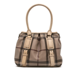 Burberry B Burberry Brown Light Brown Coated Canvas Fabric Smoke Check Northfield Satchel China