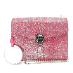 Bvlgari AB Bvlgari Pink Galuchat Leather and Calfskin Serpenti Forever Crossbody Italy