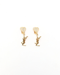 Saint Laurent Hearts Logo Clip-On Earrings