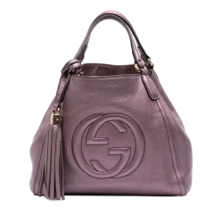Gucci AB Gucci Purple Calf Leather Small Metallic Soho Satchel Italy