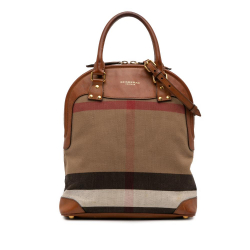 Burberry B Burberry Brown Light Brown Canvas Fabric Medium Mega Check Bloomsbury Saddle Satchel Italy
