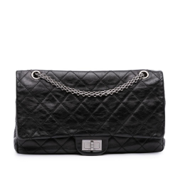 Chanel B Chanel Black Calf Leather Reissue 2.55 Aged skin Double Flap 227 Italy