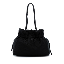 Prada B Prada Black Nylon Fabric Tessuto Logo Drawstring Tote Italy