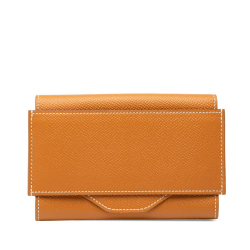 Hermès AB Hermès Brown Calf Leather Epsom Passant Long Wallet France