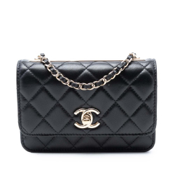 Chanel B Chanel Black Lambskin Leather Leather Mini Lambskin Trendy CC Wallet On Chain Italy