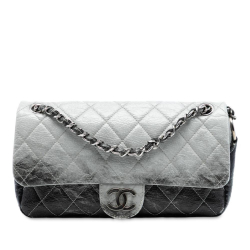 Chanel B Chanel Gray PVC Plastic Small CC Quilted Vinyl Melrose Degrade Flap Italy