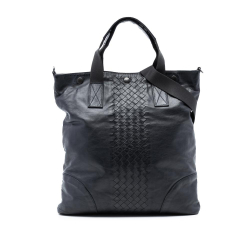Bottega Veneta B Bottega Veneta Black Nappa Leather Leather Intrecciato Trimmed Nappa Convertible Tote Italy