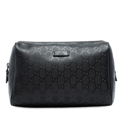 Gucci B Gucci Black Coated Canvas Fabric GG Imprime Pouch Italy