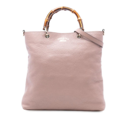 Gucci AB Gucci Pink Light Pink Calf Leather Tall Bamboo Shopper Tote Italy