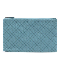 Bottega Veneta AB Bottega Veneta Blue Light Blue Nappa Leather Leather Nappa Intrecciato Clutch Italy