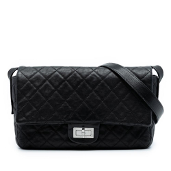 Chanel B Chanel Black Calf Leather Quilted skin Reissue 2.55 Easy Messenger Flap France