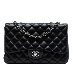 Chanel B Chanel Black Lambskin Leather Leather Jumbo Classic Lambskin Single Flap Italy