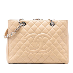 Chanel AB Chanel Brown Beige Caviar Leather Leather Caviar Grand Shopping Tote Italy