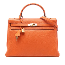 Hermès AB Hermès Orange Calf Leather Togo Kelly II Retourne 35 France