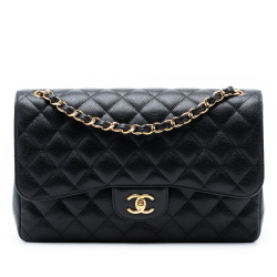 Chanel AB Chanel Black Caviar Leather Leather Jumbo Classic Caviar Double Flap Italy