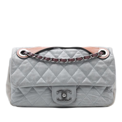 Chanel B Chanel Gray Lambskin Leather Leather Medium Iridescent Calfskin In The Mix Flap Italy