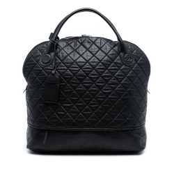 Chanel B Chanel Black Coated Canvas Fabric XL Quilted Horizontal Sport Weekender Italy
