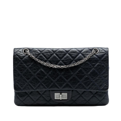 Chanel B Chanel Blue Navy Calf Leather Aged skin Reissue 2.55 Double Flap 227 Italy