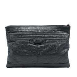 Balenciaga B Balenciaga Black Lambskin Leather Leather Lambskin Motocross Classic Clip Clutch Italy