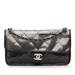 Chanel B Chanel Black PVC Plastic Stitched and Calfskin Naked Flap Italy