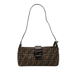 Fendi B Fendi Brown Canvas Fabric Zucca Shoulder Bag Italy