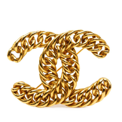 Chanel AB Chanel Gold Gold Plated Metal CC Chain Brooch France