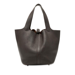 Hermès B Hermès Brown Dark Brown Calf Leather Clemence Picotin 22 France