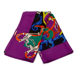 Hermès AB Hermès Purple Silk Fabric Par Mefsire Antoine De Plvvinel Scarf 90 France