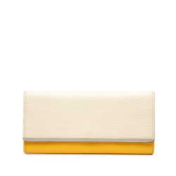Louis Vuitton B Louis Vuitton White Off White Epi Leather Leather Tricolor Epi Flore Long Wallet France