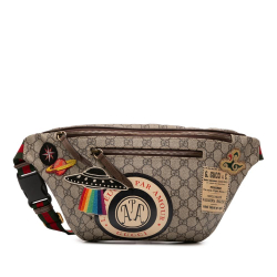Gucci AB Gucci Brown Coated Canvas Fabric GG Supreme Courrier Belt Bag Italy