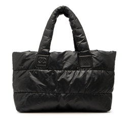 Chanel AB Chanel Black Nylon Fabric Medium Quilted Coco Cocoon Tote Italy
