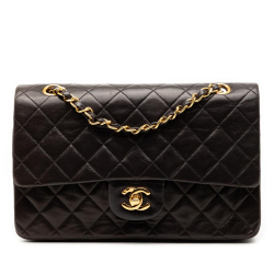 Chanel B Chanel Black Lambskin Leather Leather Medium Classic Lambskin Double Flap France