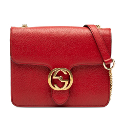 Gucci B Gucci Red Calf Leather Small Dollar skin Interlocking G Crossbody Italy