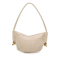 Bottega Veneta White Baby Lambskin Intrecciato Solstice Shoulder Bag Italy