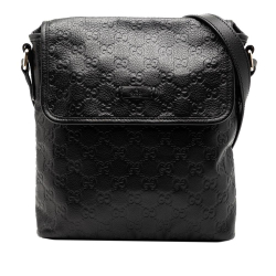 Gucci AB Gucci Black Calf Leather Guccissima Crossbody Italy