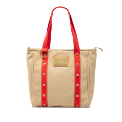 Louis Vuitton B Louis Vuitton Brown Beige Canvas Fabric Antigua Cabas MM France