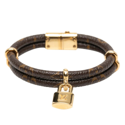 Louis Vuitton AB Louis Vuitton Brown with Gold Monogram Canvas Fabric Monogram Keep It Twice Bracelet 19 France