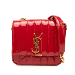 Saint Laurent B Saint Laurent Red Patent Leather Leather Small Patent Monogram Vicky Chain Bag Italy