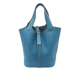 Hermès B Hermès Blue Calf Leather Clemence Picotin 18 France