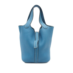 Hermès B Hermès Blue Calf Leather Clemence Picotin 18 France