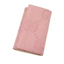 Gucci B Gucci Pink Canvas Fabric GG Marmont Key Case Italy