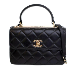 Chanel AB Chanel Black Lambskin Leather Leather Small Quilted Lambskin Trendy CC Flap Italy