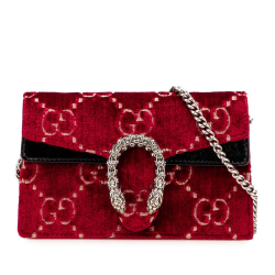 Gucci B Gucci Red Velvet Fabric Mini GG Dionysus Crossbody Italy