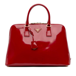 Prada B Prada Red Patent Leather Leather Large Spazzolato Promenade Satchel Italy
