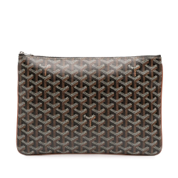 Goyard AB Goyard Black Coated Canvas Fabric Goyardine Senat MM France