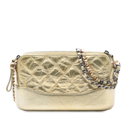 Chanel AB Chanel Gold Calf Leather Quilted Metallic Aged skin Gabrielle Clutch With Chain Italy