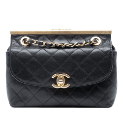 Chanel AB Chanel Black Lambskin Leather Leather Mini CC Quilted Lambskin Flap Italy