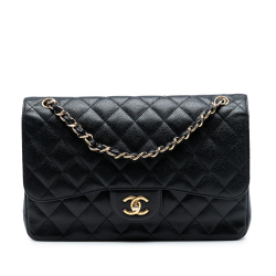 Chanel B Chanel Black Caviar Leather Leather Jumbo Classic Caviar Double Flap Italy