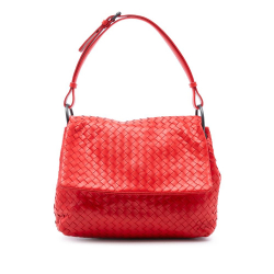 Bottega Veneta AB Bottega Veneta Red Nappa Leather Leather Nappa Intrecciato Flap Shoulder Bag Italy